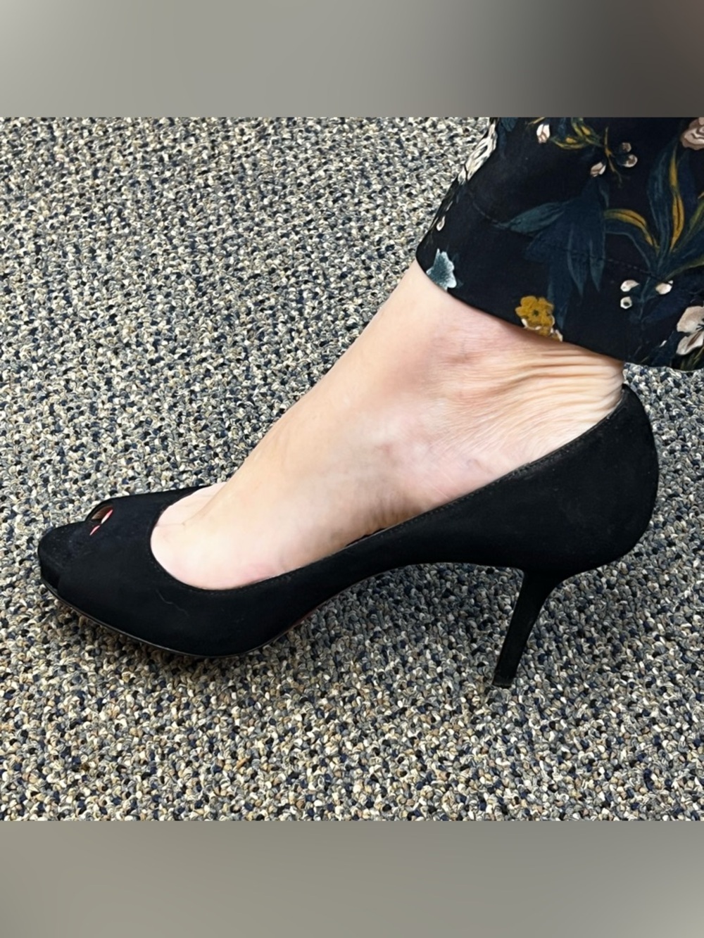 Christian Louboutin Black Suede Open-Toe Pumps - Picture 4 of 6